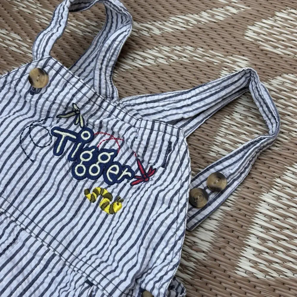 Vintage Disneyland Pinstripe Tigger Overall Shortall Sz 24 Mos Winnie The Pooh